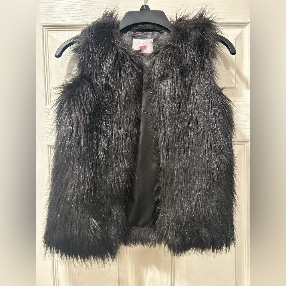 Children’s Place Black Faux Fur Kids Vest